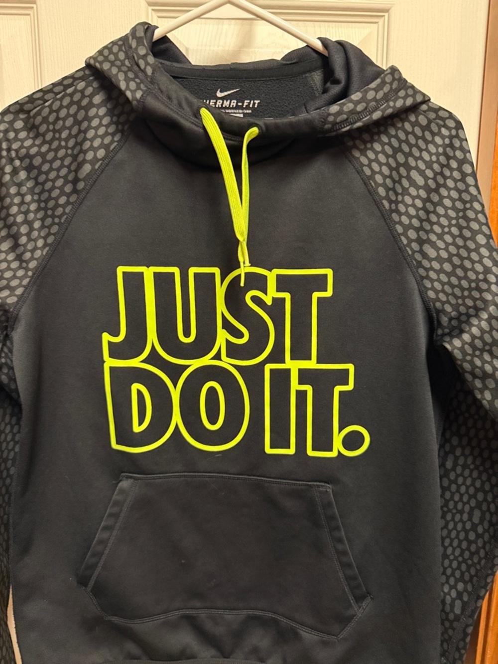 Nike Black Hoodie with Neon Yellow 'JUST DO IT.' Graphic